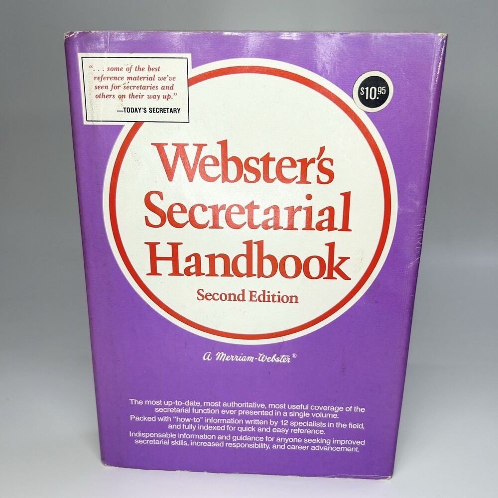 Webster's Secretarial Handbook: Second Edition 1983 Hardcover Book w/Cover VTG